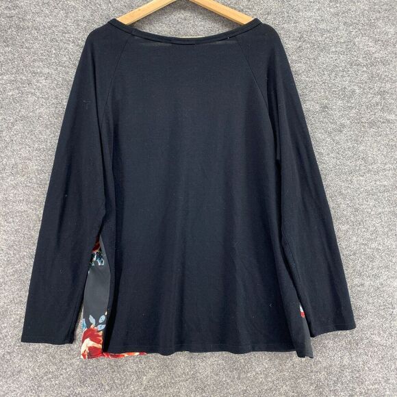 Le Lis Blouse Women 1X Plus Black Floral Long Sleeve Round Neck Pullover Casual - Picture 2 of 9